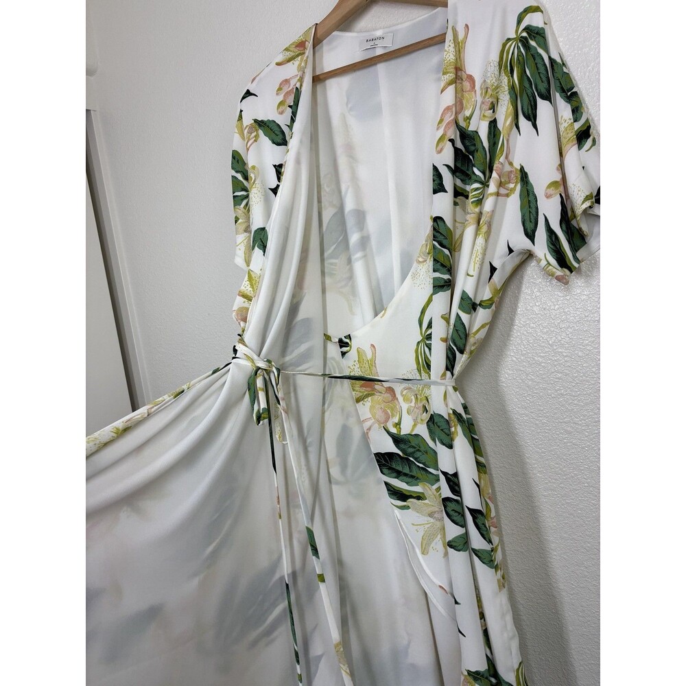 Aritzia Babaton Wallace Wrap Dress Womens Large Cream Floral Sundress - Picture 14 of 16